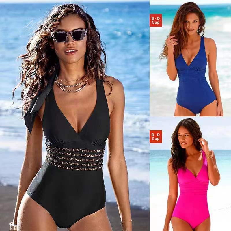 Woman Swimsuit Tankini Solid C - Swimsuit Bikini Ruched avaliação e preço