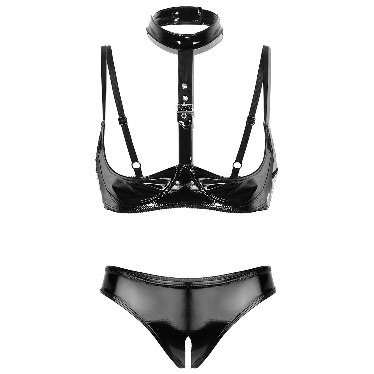 Womens Patent Leather Lingerie - Bralette Triangle Set avaliação e preço