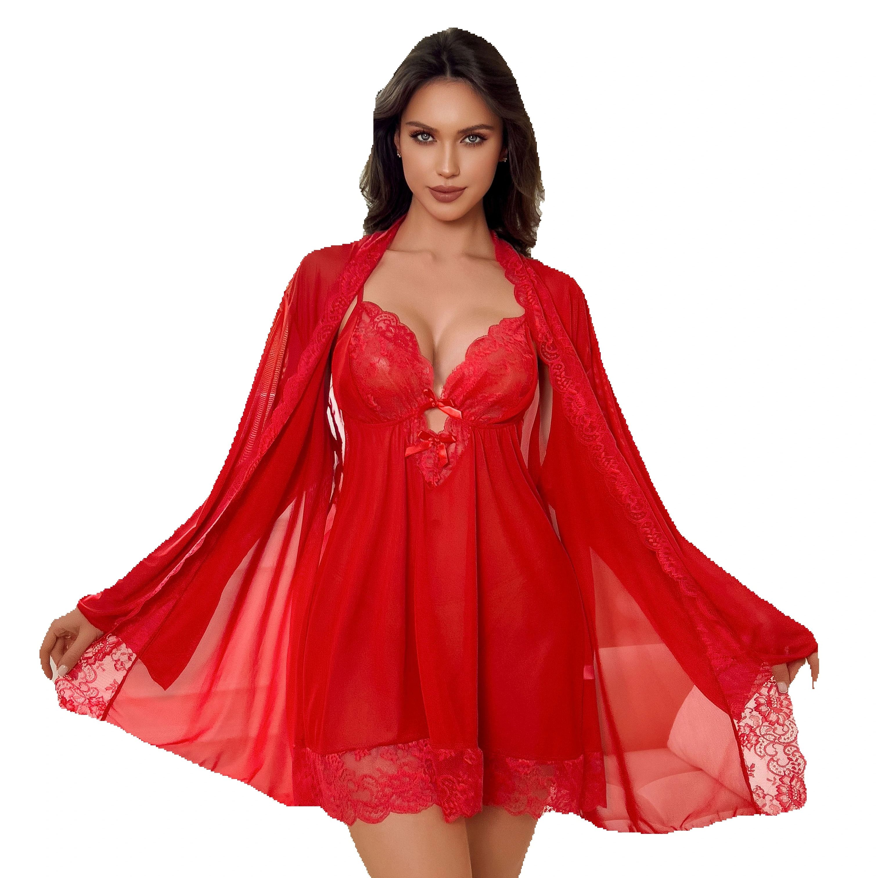 Plus Size Women Sexy Red Sheer - Kimono Sheer Floral avaliação e preço