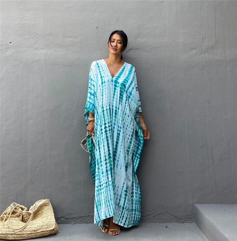 Plus Size Women Beachwear Long - Cover Up Kaftan avaliação e preço