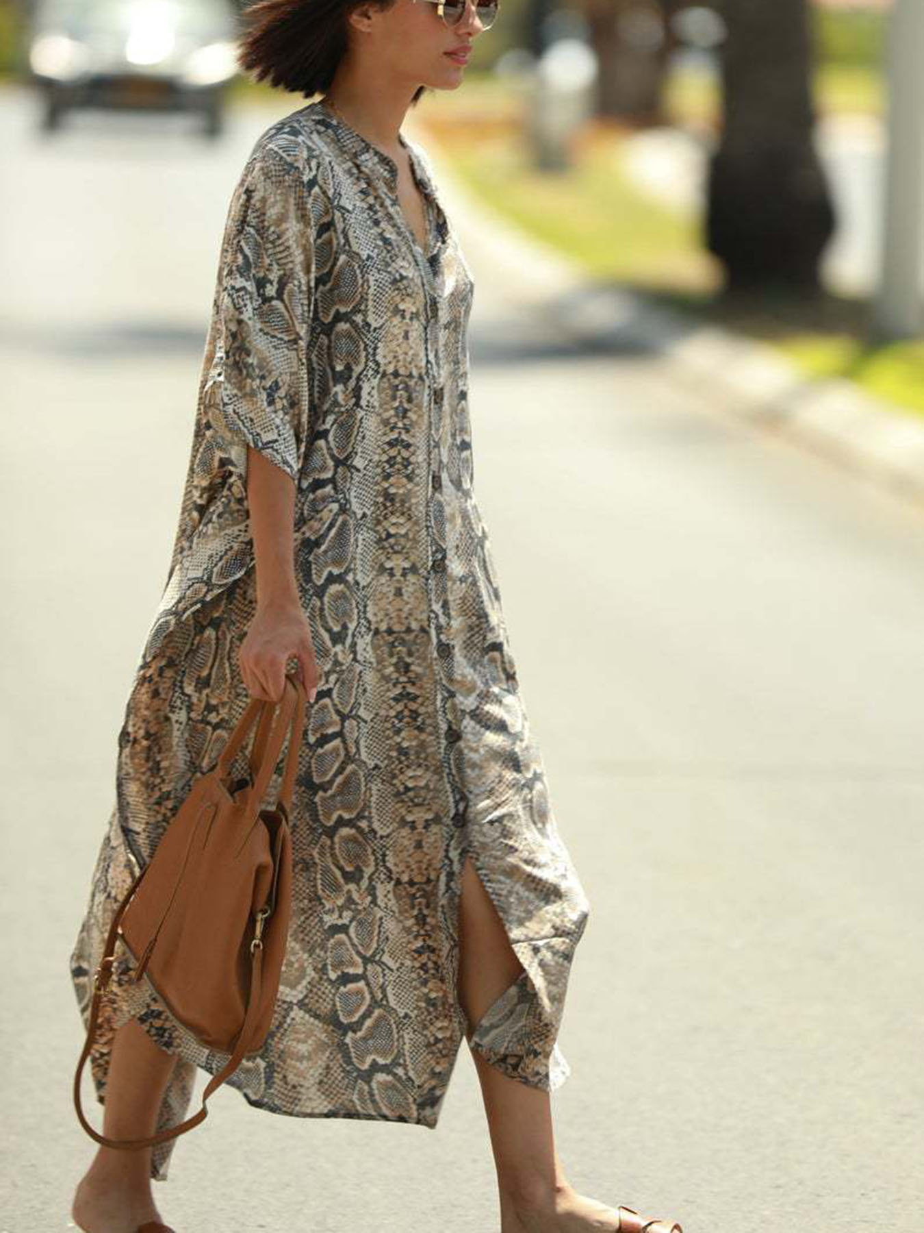 Bohemian Print Beach Cover-Up  - Cover Up Kaftan avaliação e preço