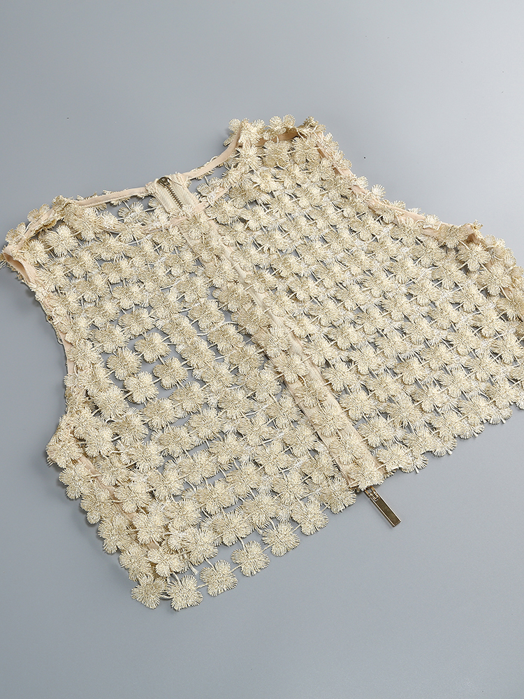 VC Stylish Beige Sleeveless Cr - Crop Top Crochet avaliação e preço