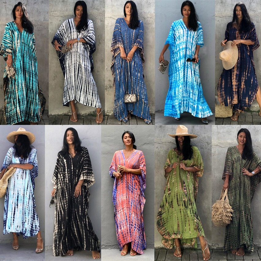 Plus Size Women Beachwear Long - Cover Up Kaftan avaliação e preço