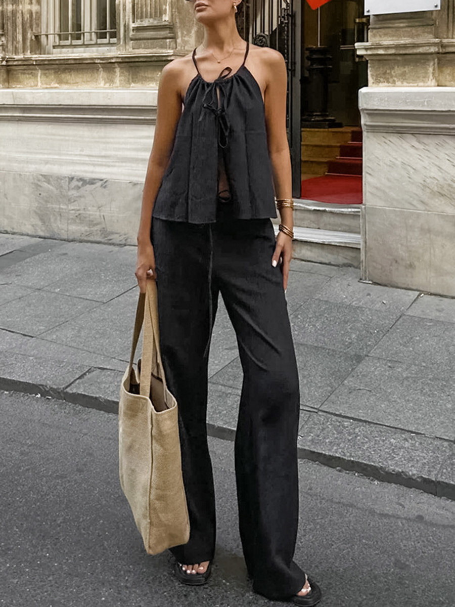 2026 Women Two Piece Set Women - Linen Pant Wide avaliação e preço