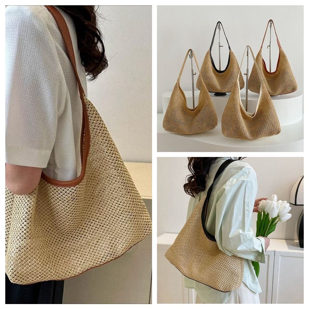 Fashion Solid Color Weave Stra - Tote Bag Beach avaliação e preço