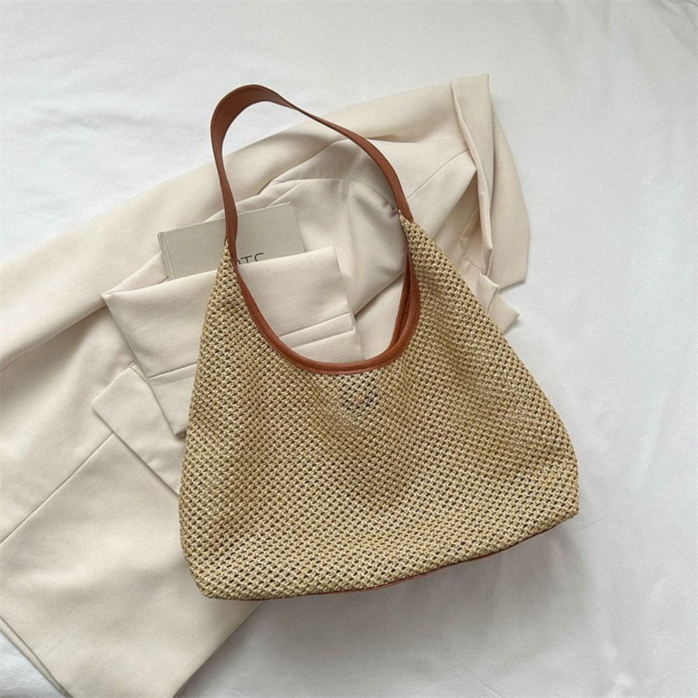 Fashion Solid Color Weave Stra - Tote Bag Beach avaliação e preço