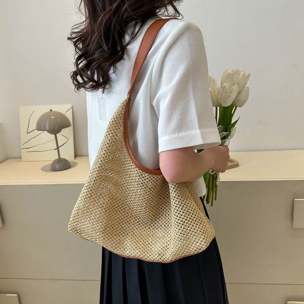 Fashion Solid Color Weave Stra - Tote Bag Beach avaliação e preço