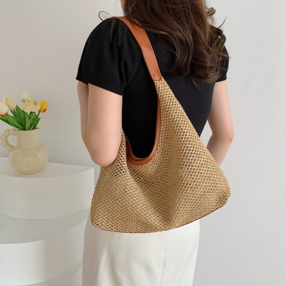 Fashion Solid Color Weave Stra - Tote Bag Beach avaliação e preço
