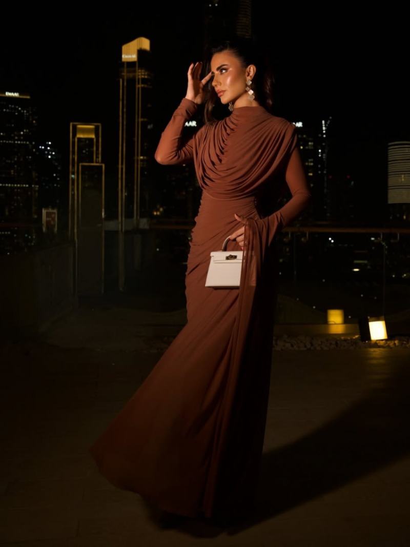 Solid Draped Neckline Long Dre - Linen Dress Wrap avaliação e preço