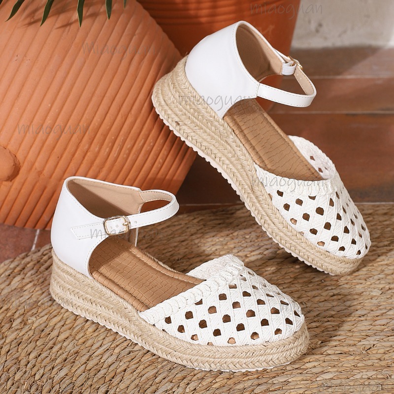 Boho Women's Hollow Out Woven  - Wedge Espadrille Women avaliação e preço