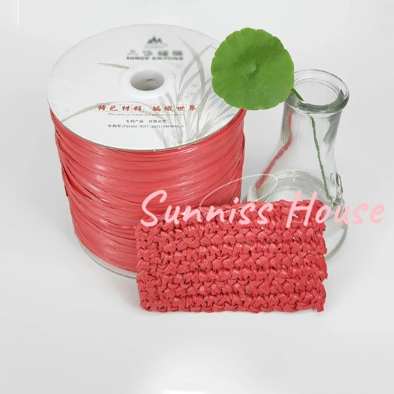 600M Matte Raffia Yarn，330g Ar - Crochet Bag Raffia avaliação e preço