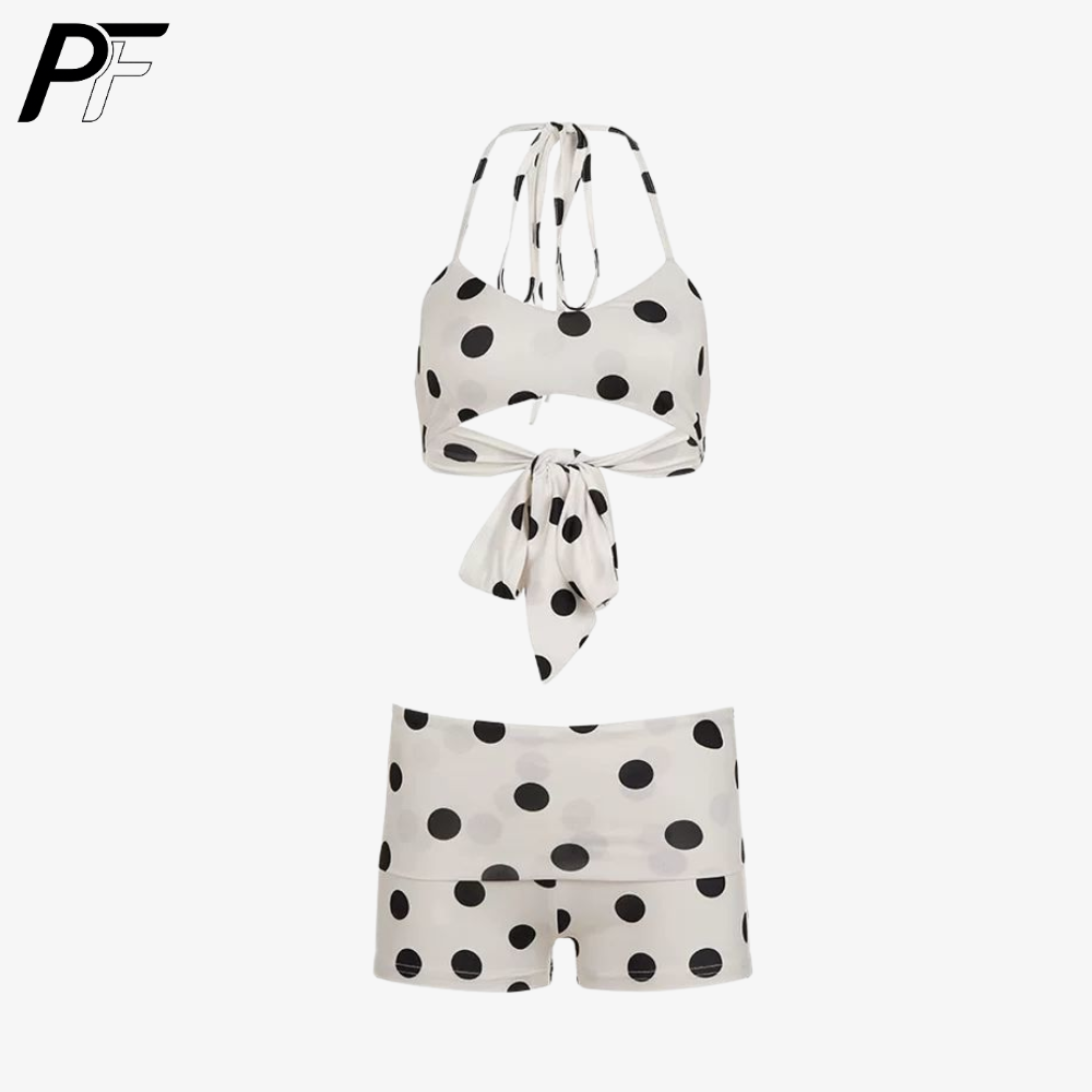 Women's Summer Polka Dot Halte - Swimsuit Bikini Ruched avaliação e preço