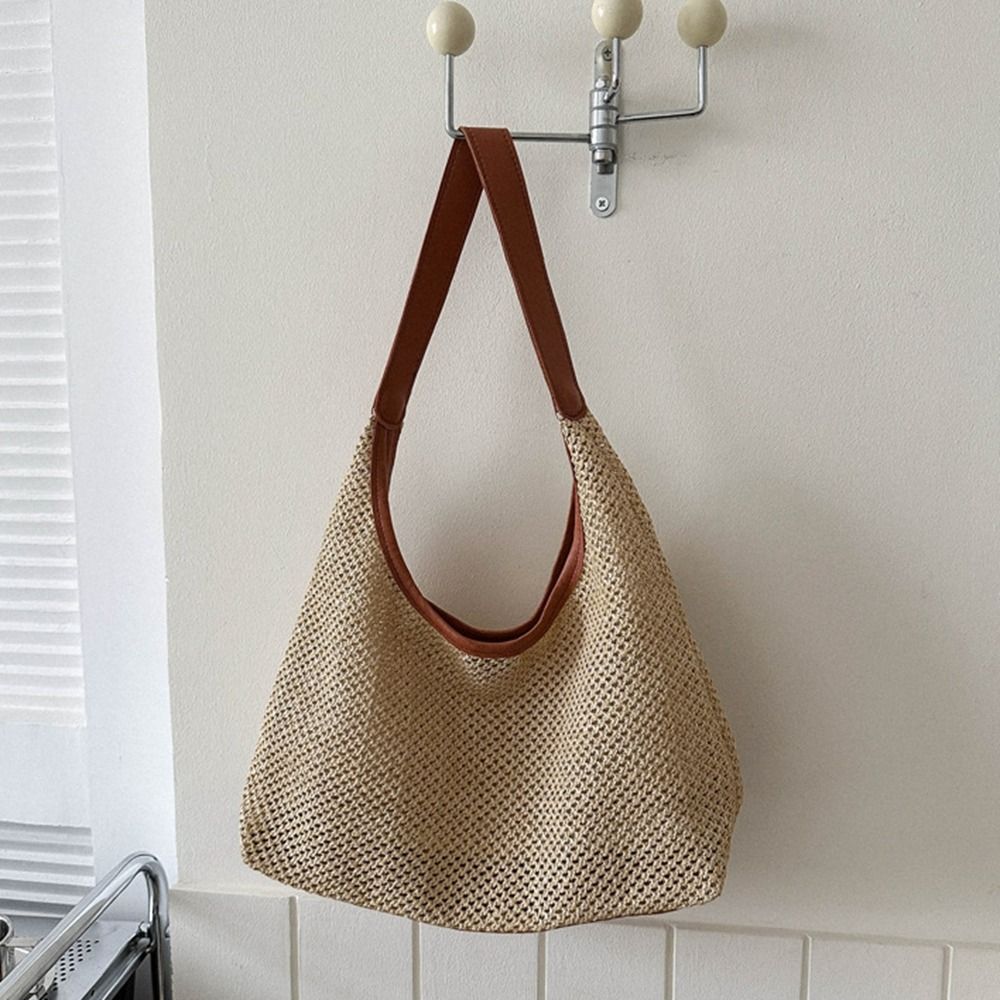 Cute Solid Color Weave Straw B - Tote Bag Beach avaliação e preço