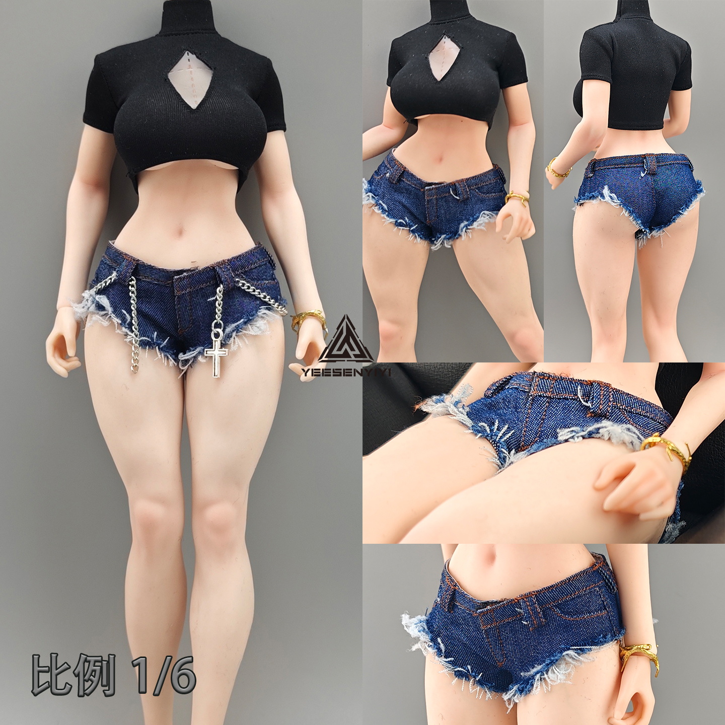 1/6 Scale Distressed Denim Min - Shorts Denim Frayed avaliação e preço