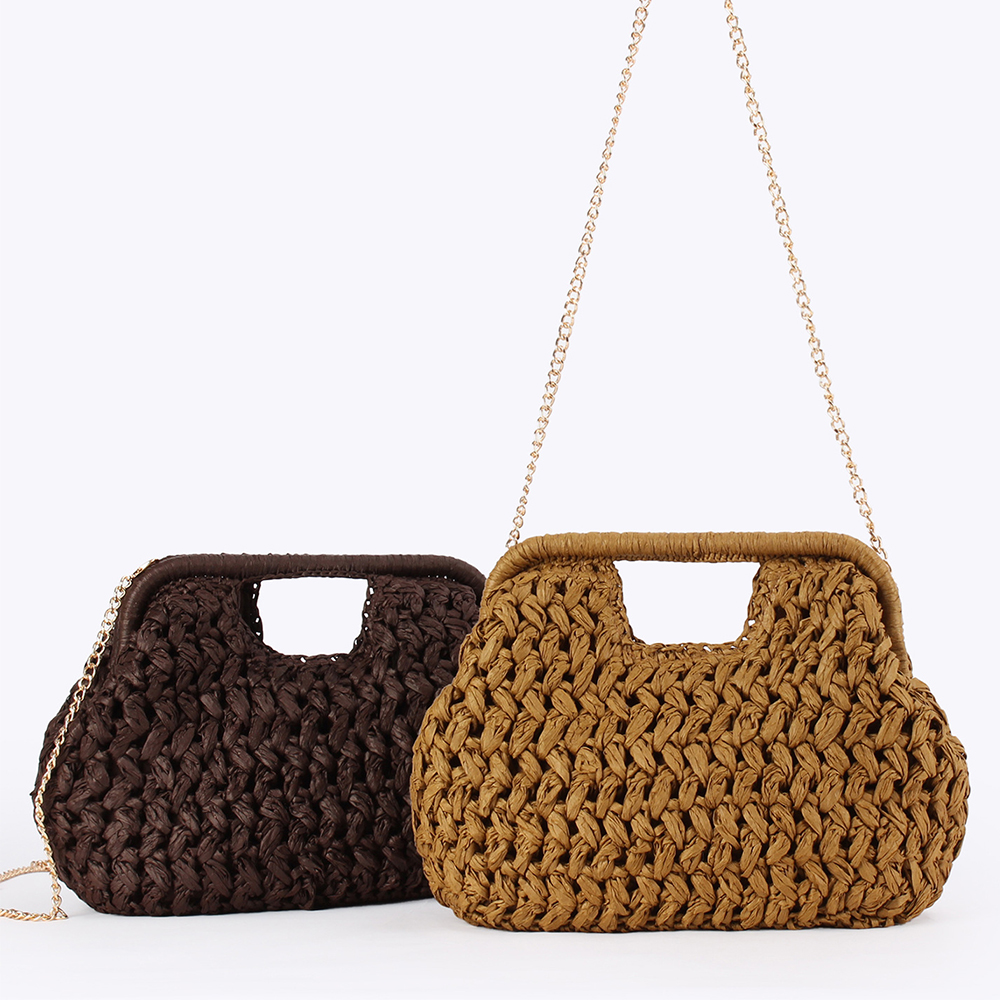 Elegant Ladies Chain Hand Knit - Crochet Bag Raffia avaliação e preço