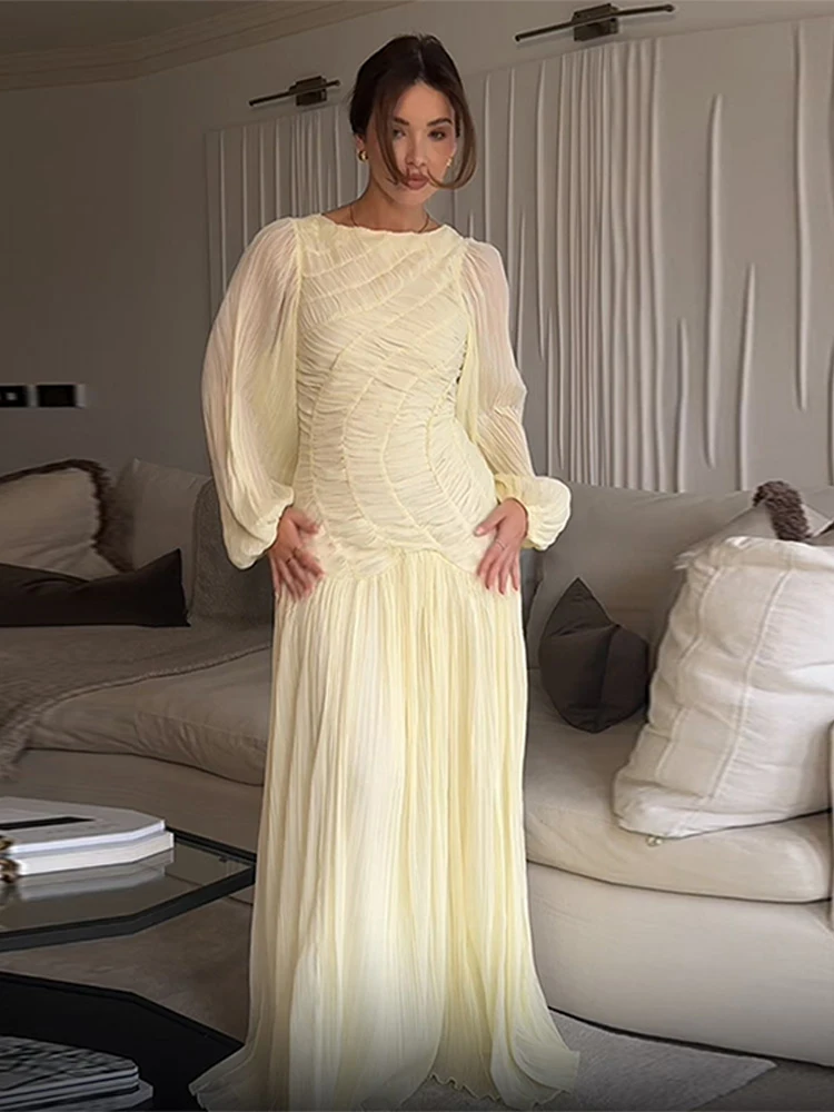 BWQ Elegant Chiffon Pleated Lo - Linen Dress Wrap avaliação e preço
