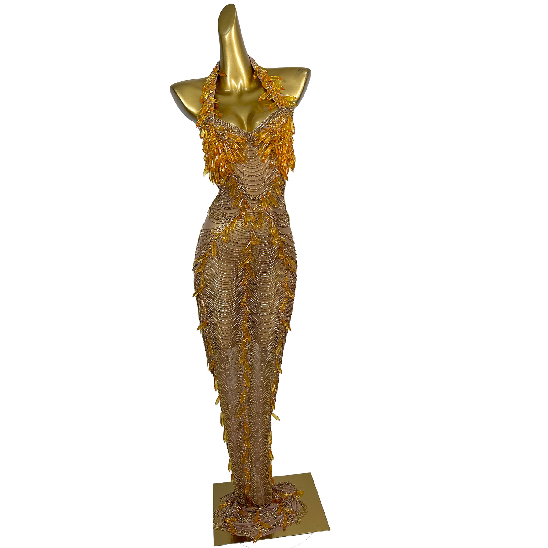 Ailisi Women Luxury Gold Cryst - Maxi Dress Halter avaliação e preço