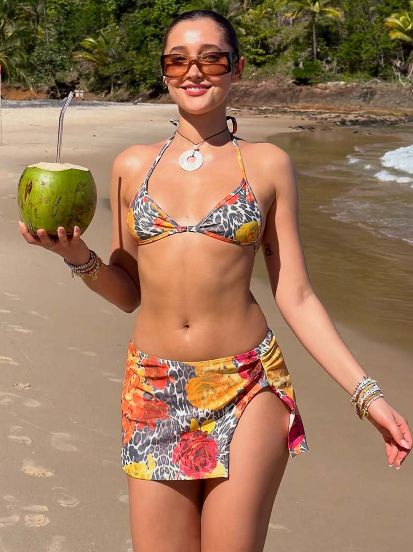 Hugcitar Polka Dot Print 3 Pie - Swimsuit Bikini Ruched avaliação e preço