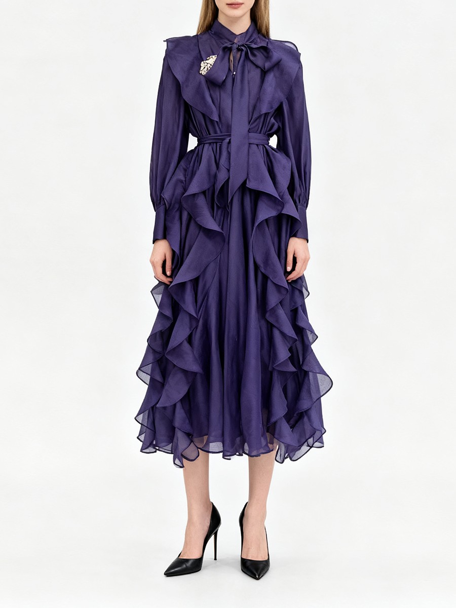 TWOTWINSTYLE Solid Spliced Ruf - Linen Dress Wrap avaliação e preço