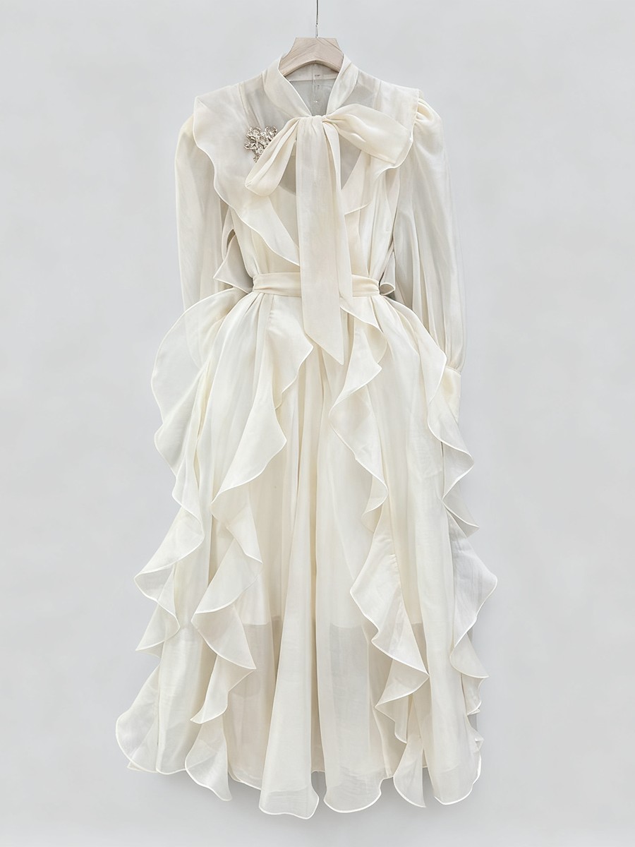 TWOTWINSTYLE Solid Spliced Ruf - Linen Dress Wrap avaliação e preço