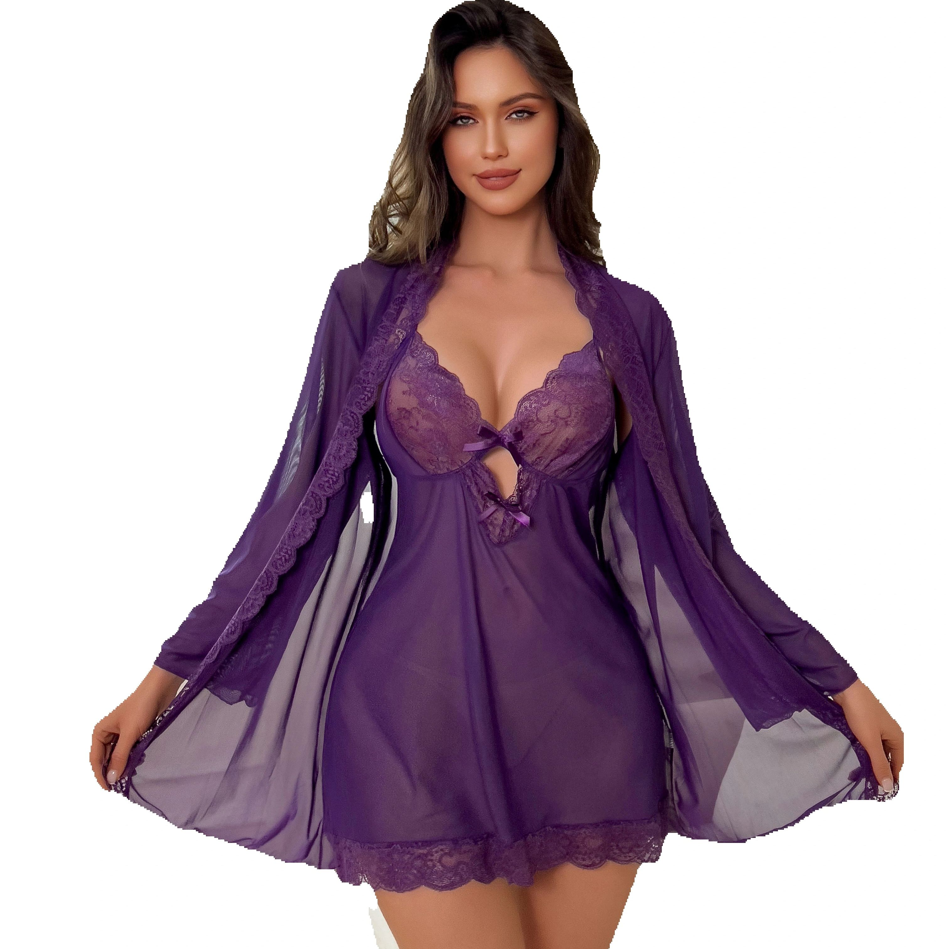 Women Sexy Lingerie Set Sheer  - Kimono Sheer Floral avaliação e preço
