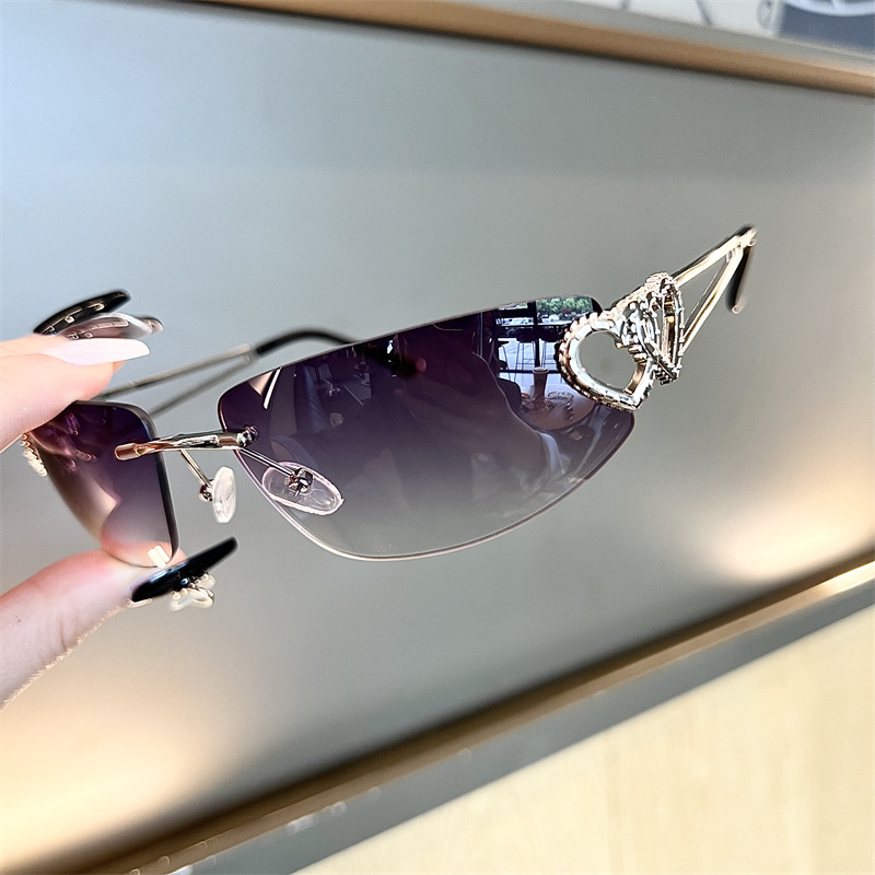 New Oval Cat Eye Frameless Mer - Sunglasses Cat Eye avaliação e preço