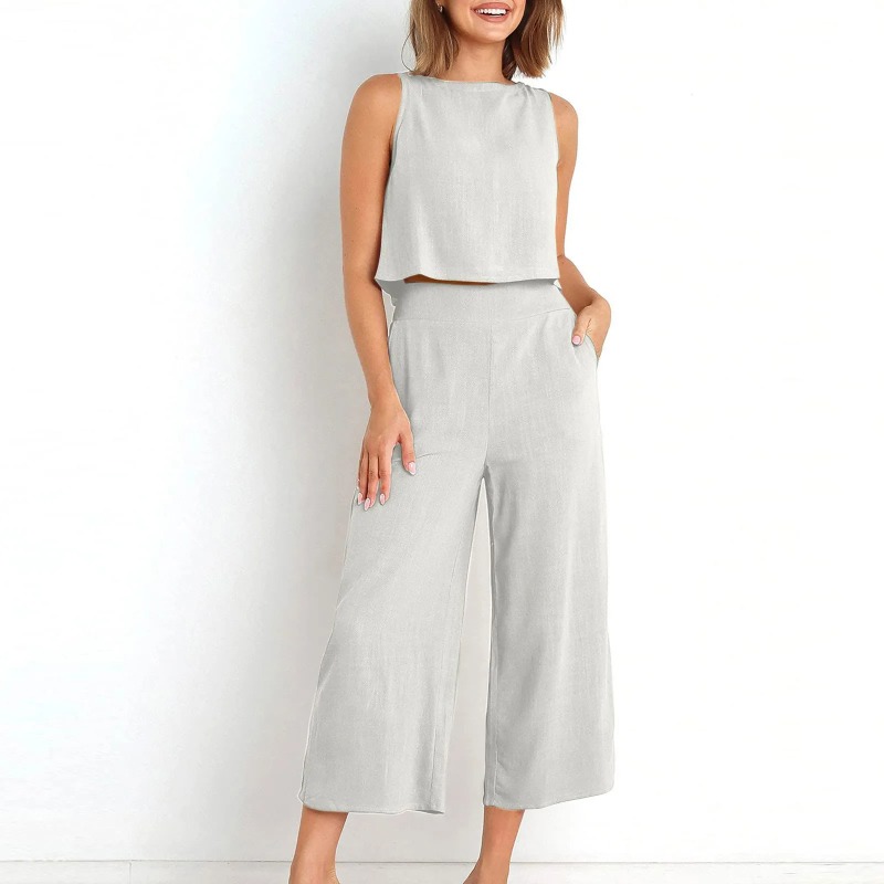 2025 New Summer Tops Cotton Li - Linen Pant Wide avaliação e preço