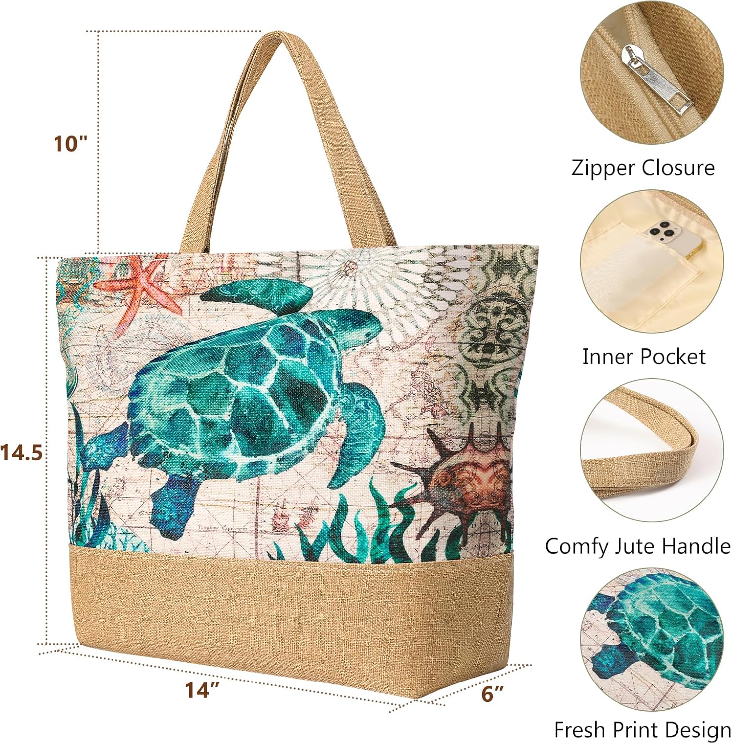 Large Beach Bag for Women with - Tote Bag Beach avaliação e preço