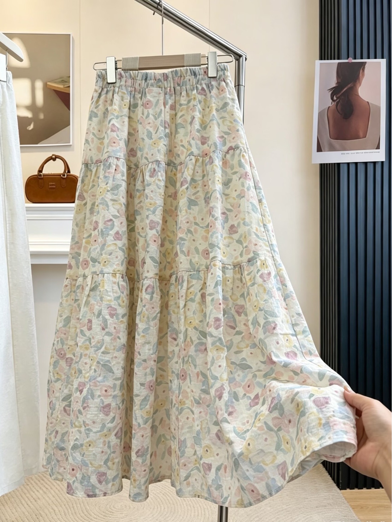 Summer Floral Print A-Line Mid - Midi Skirt Floral avaliação e preço