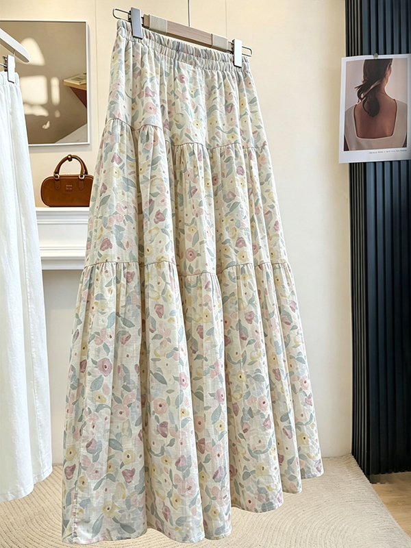 Summer Floral Print A-Line Mid - Midi Skirt Floral avaliação e preço