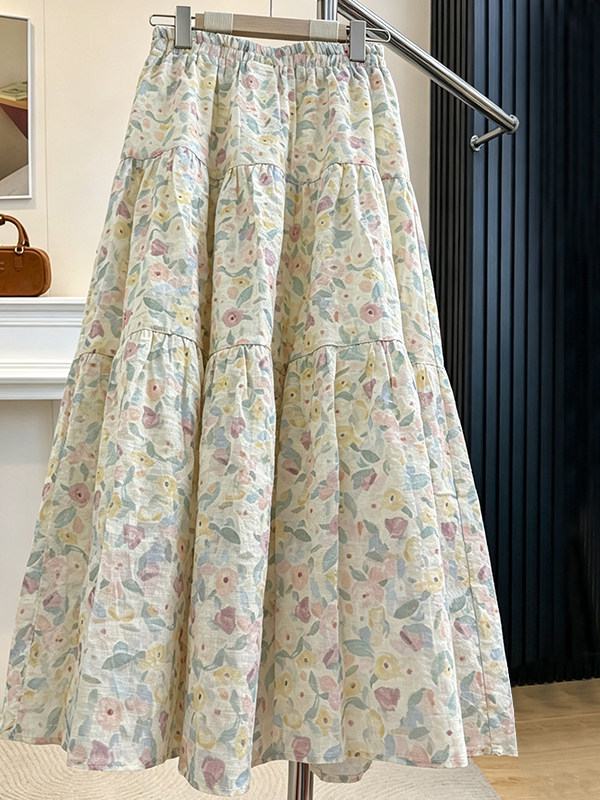 Summer Floral Print A-Line Mid - Midi Skirt Floral avaliação e preço