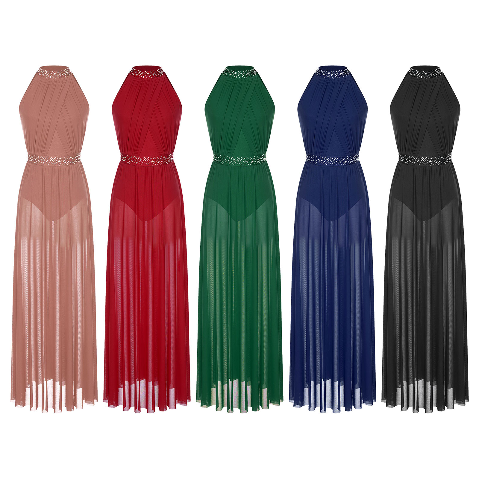 Womens Split Sheer Mesh Halter - Maxi Dress Halter avaliação e preço
