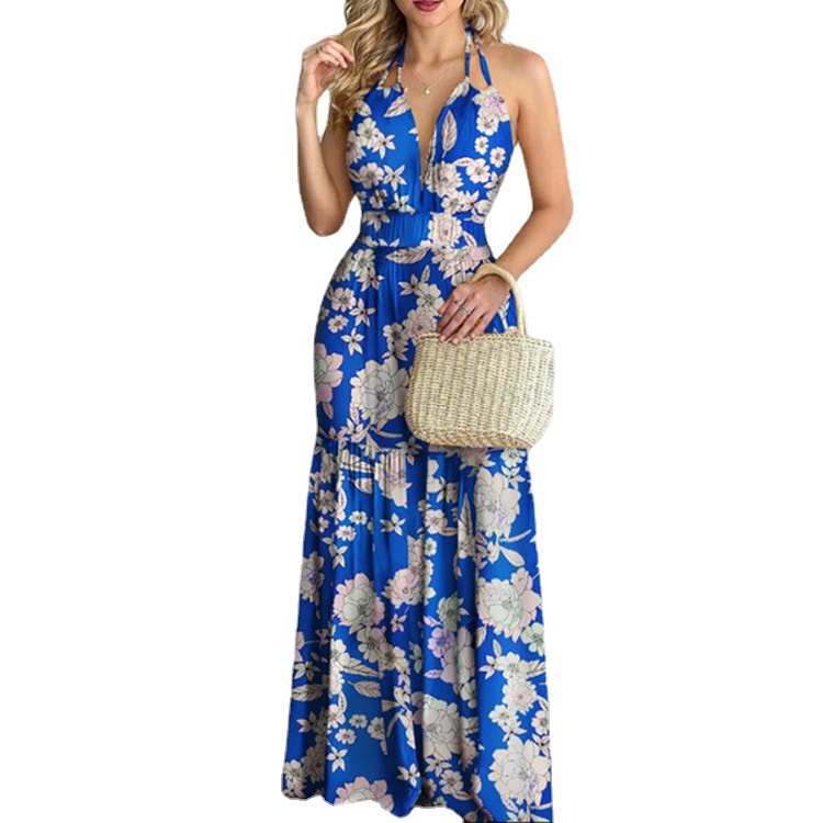 Floral Maxi Dress Long Backles - Maxi Dress Halter avaliação e preço
