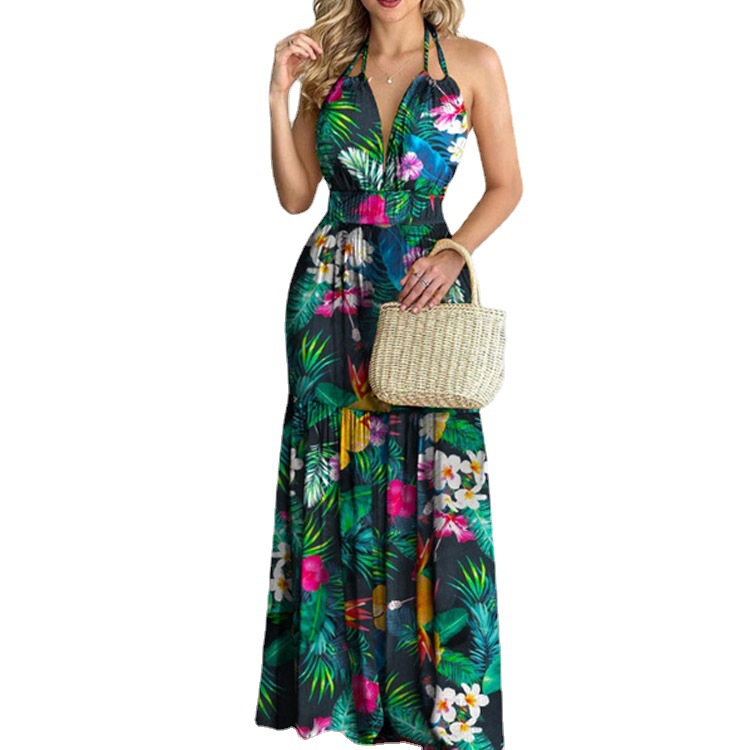 Floral Maxi Dress Long Backles - Maxi Dress Halter avaliação e preço