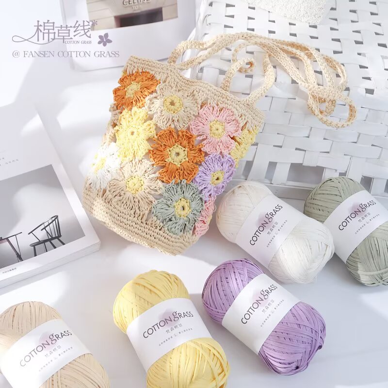 50g Cotton Grass Yarn Raffia S - Crochet Bag Raffia avaliação e preço