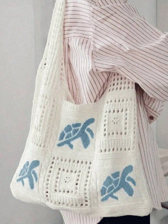 1Pc Sea Turtle Crochet Hollow  - Tote Bag Beach avaliação e preço