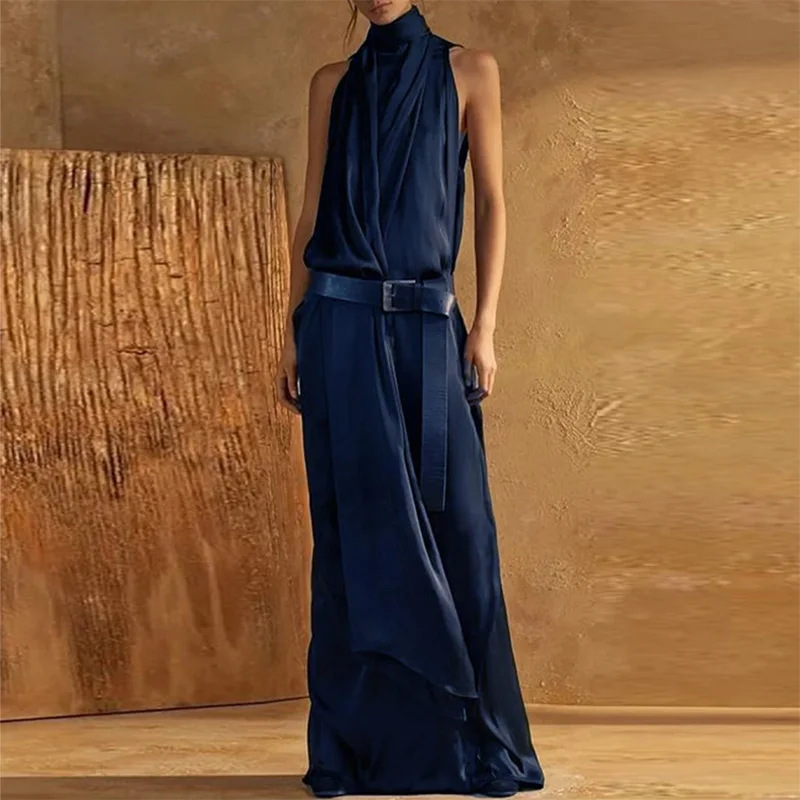 2026 Spring Summer Elegant Hal - Maxi Dress Halter avaliação e preço