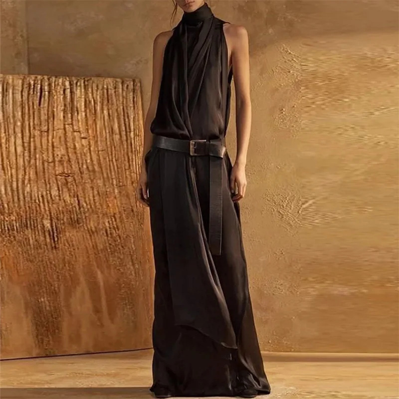 2026 Spring Summer Elegant Hal - Maxi Dress Halter avaliação e preço