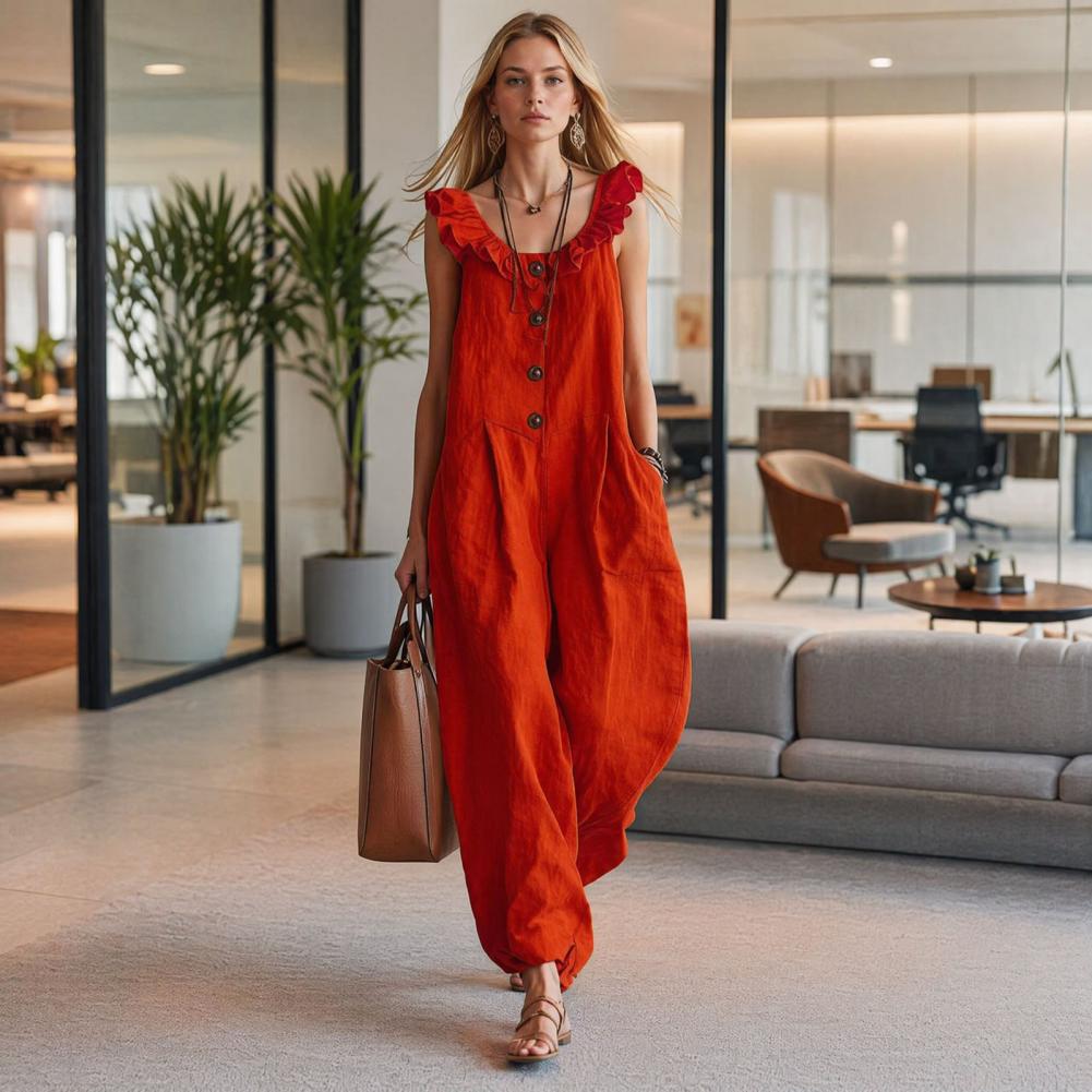 Relaxed Fit Romper Women Women - Jumpsuit Linen Relaxed avaliação e preço