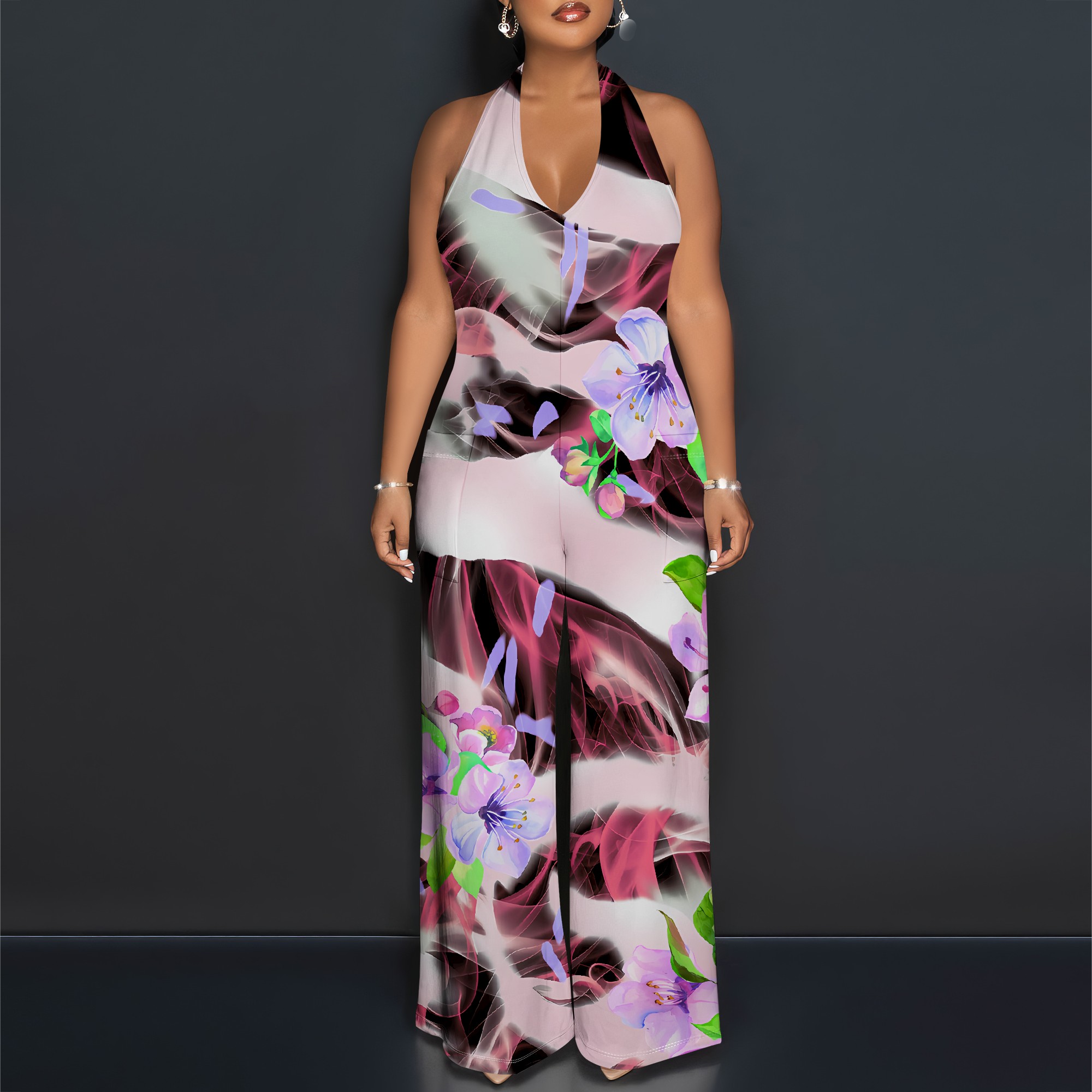 Floral Print Halter Jumpsuit - - Romper Floral Print avaliação e preço