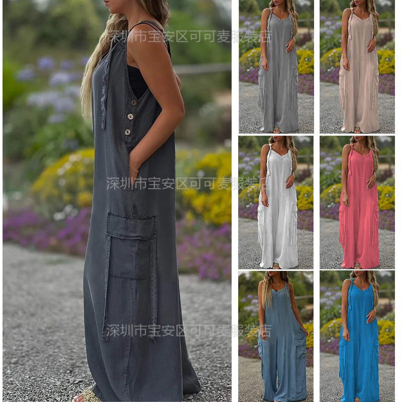 Loose Summer Jumpsuit Casual L - Jumpsuit Linen Relaxed avaliação e preço