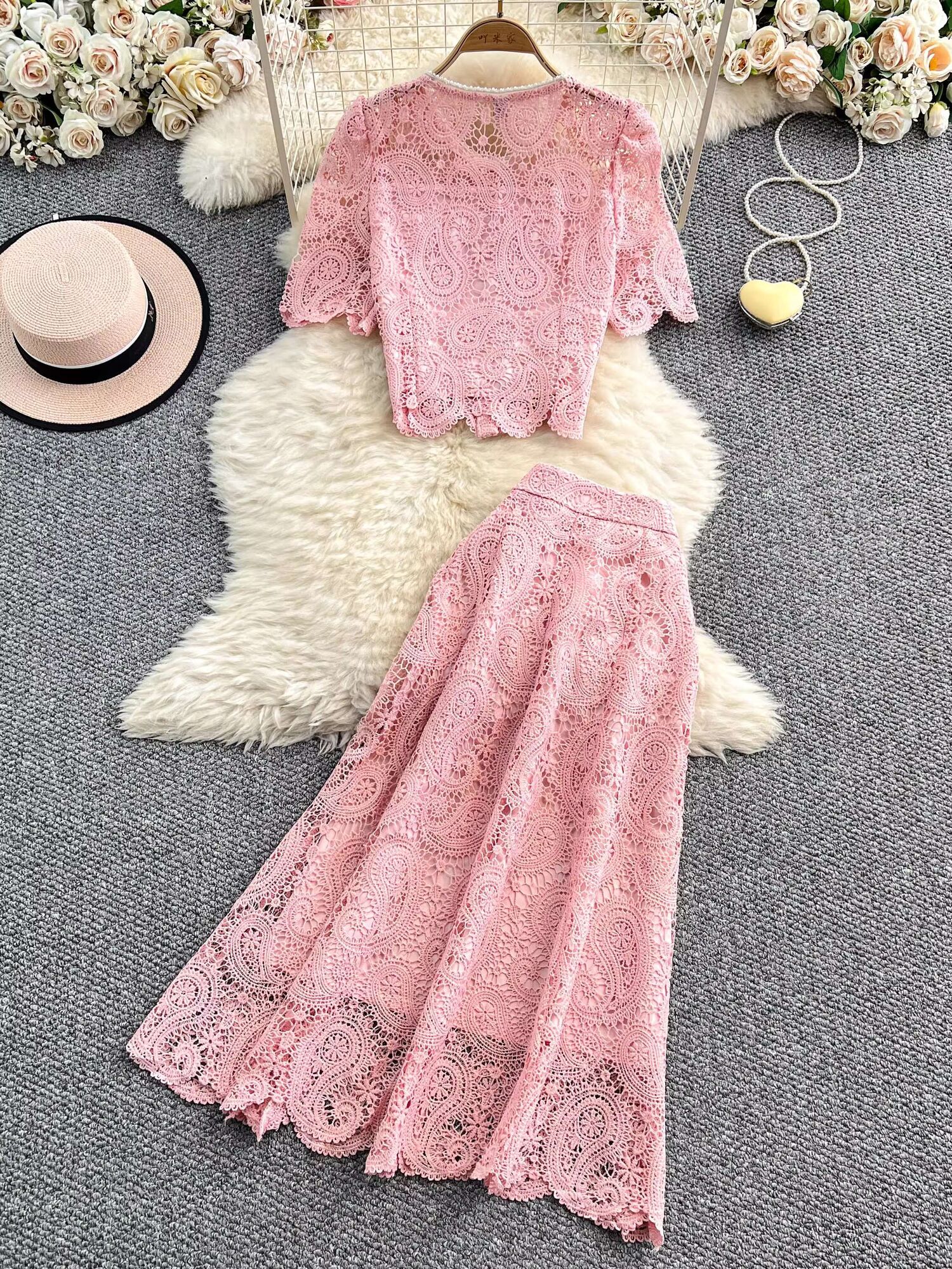 Elegant Pearl Long Dress Suits - Midi Skirt Floral avaliação e preço