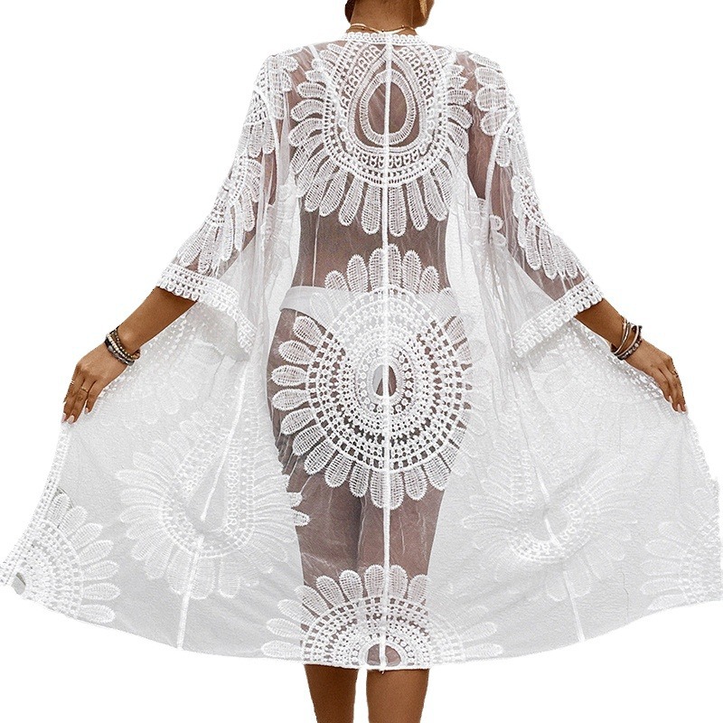 Lace Embroidered Lightweight K - Kimono Sheer Floral avaliação e preço