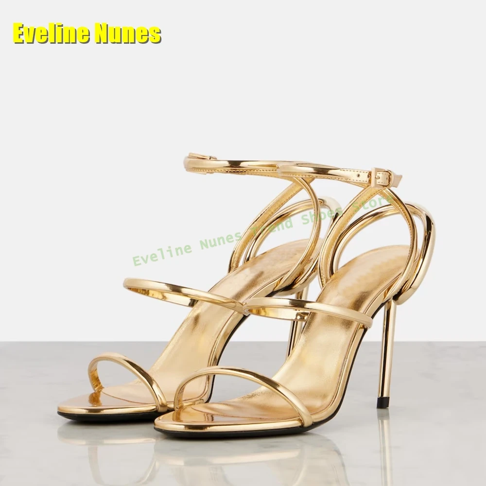 Golden Strappy Metallic Leathe - Sandal Strappy Heeled avaliação e preço