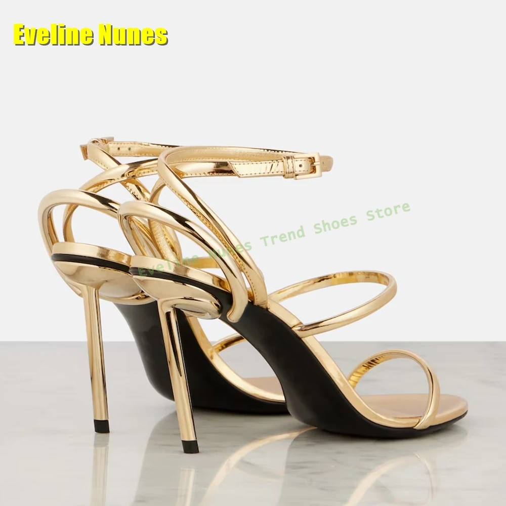 Golden Strappy Metallic Leathe - Sandal Strappy Heeled avaliação e preço