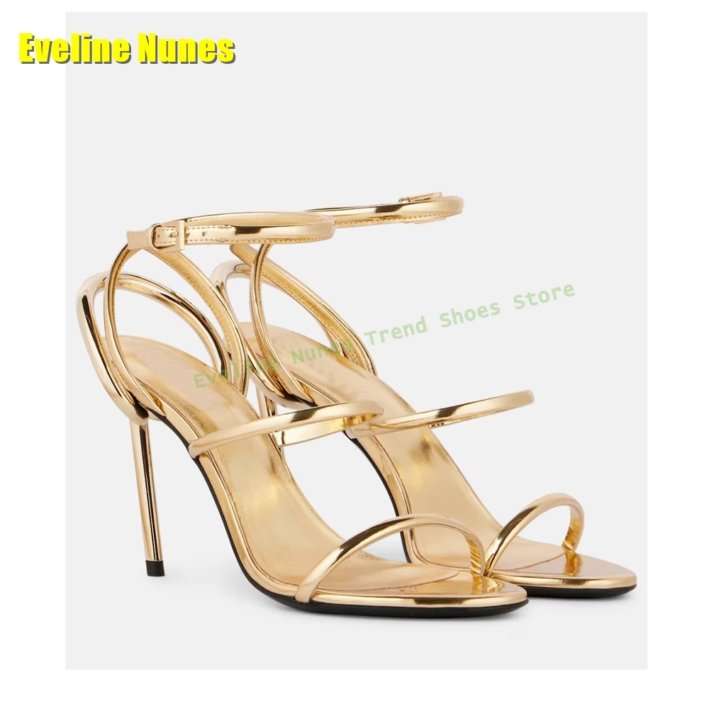 Golden Strappy Metallic Leathe - Sandal Strappy Heeled avaliação e preço