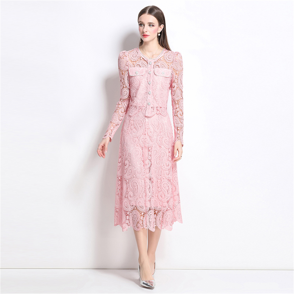 Spring Sweet Lace Flower Embro - Midi Skirt Floral avaliação e preço