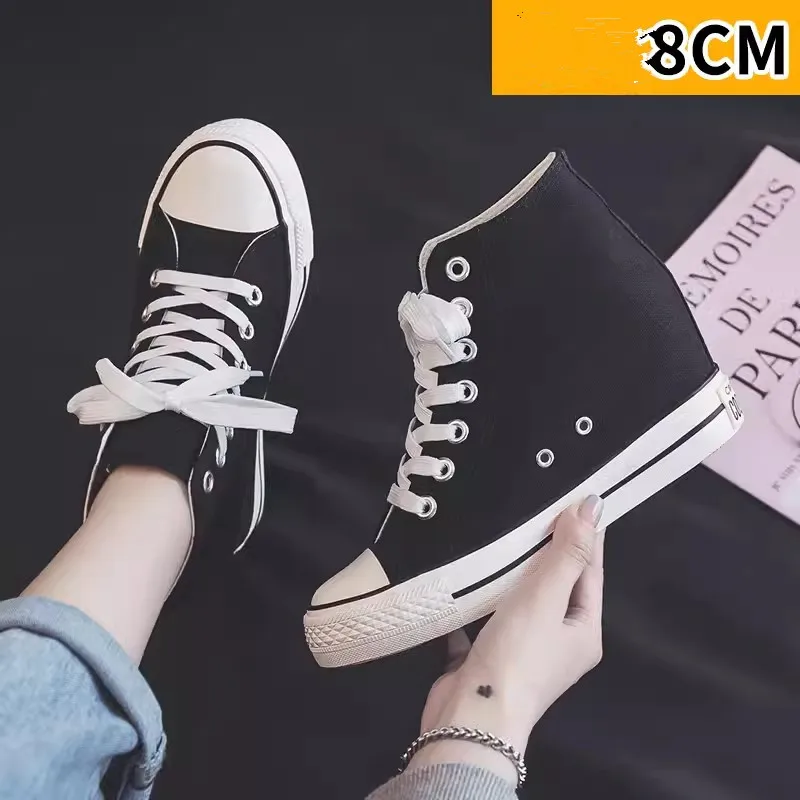 High 8cm Platform Canvas Shoes - Wedge Espadrille Women avaliação e preço