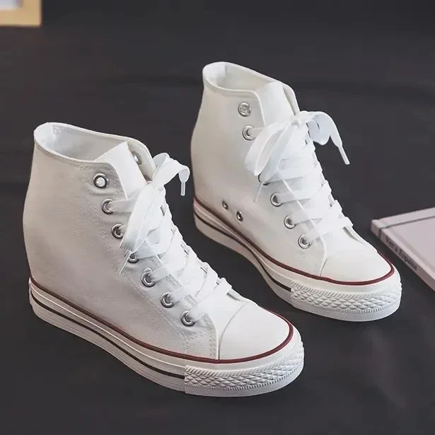 High 8cm Platform Canvas Shoes - Wedge Espadrille Women avaliação e preço