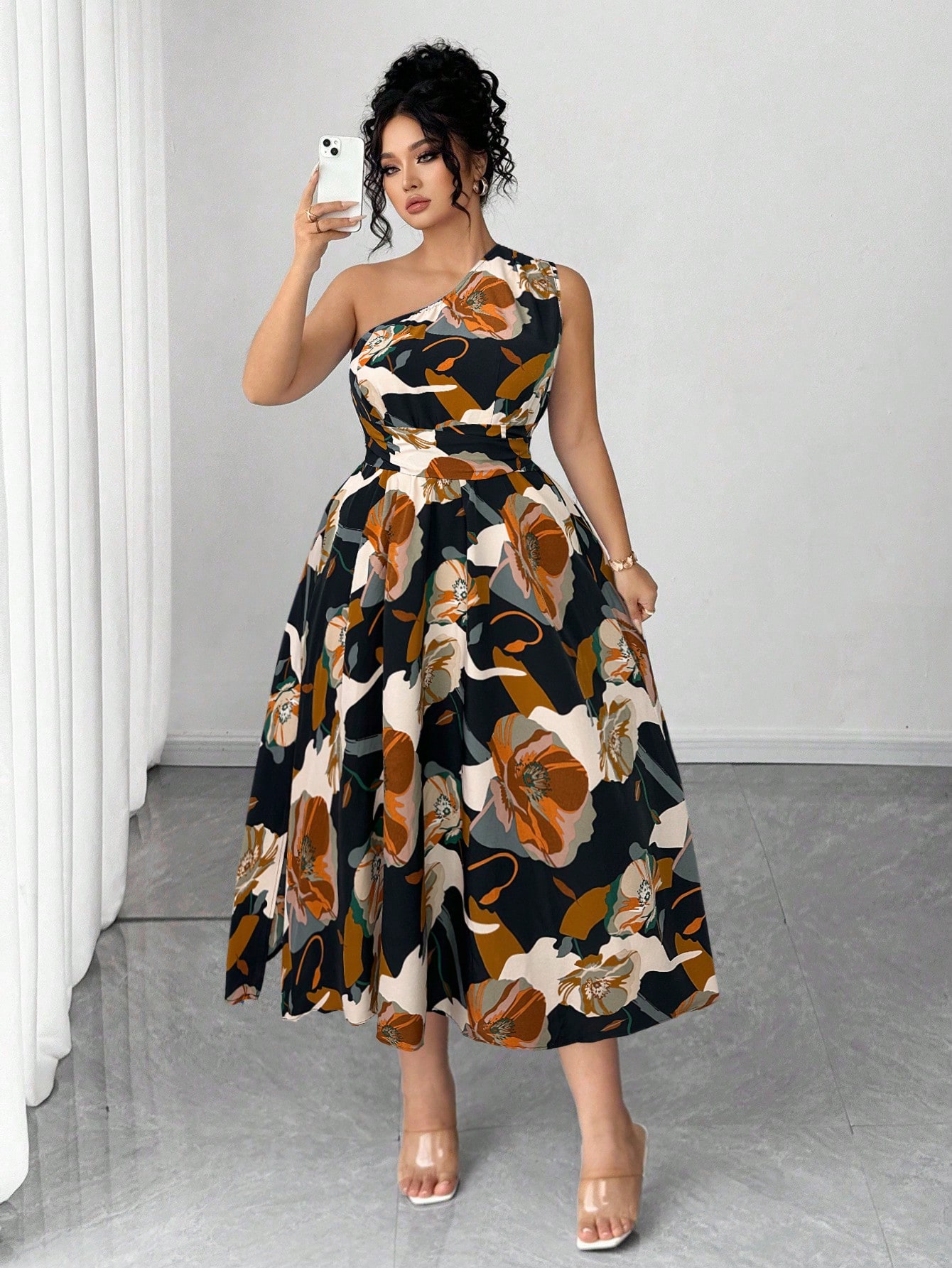 Asymmetrical One-Shoulder Flor - Midi Skirt Floral avaliação e preço